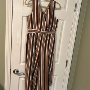 Brown Striped Jumpsuit